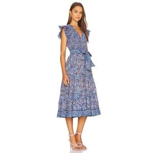 Cleobella Autumn Paisley Print Flutter Sleeve Smocked Midi Dress